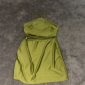 Windsor Olive Green Mini Dress with Spaghetti Straps